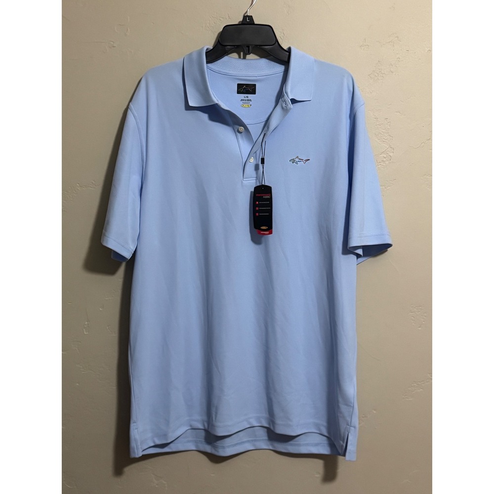 Greg Norman Men's Play Dry Performance Polo – Large – Light Blue – NWT